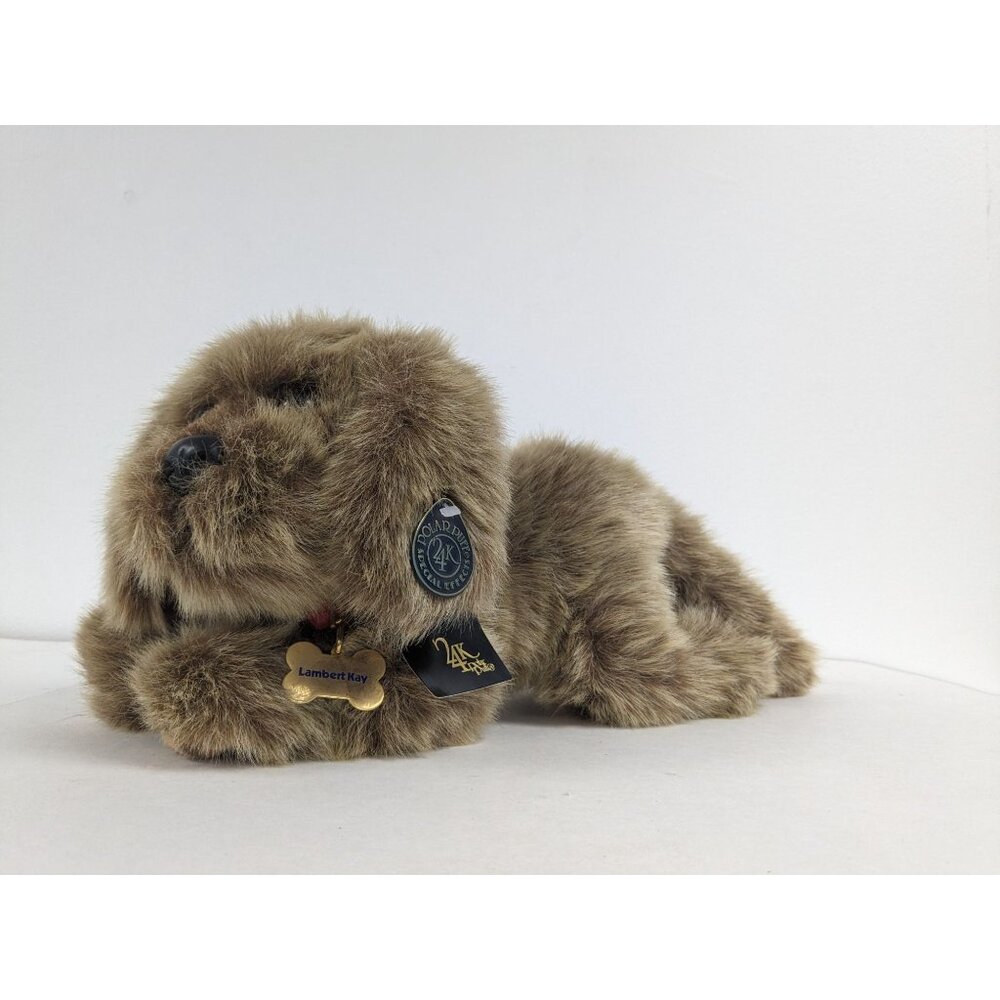 Vintage Lambert Kay Dog 24 K Polar Puff Brown Dog With Tags Stuffed Animal 8"